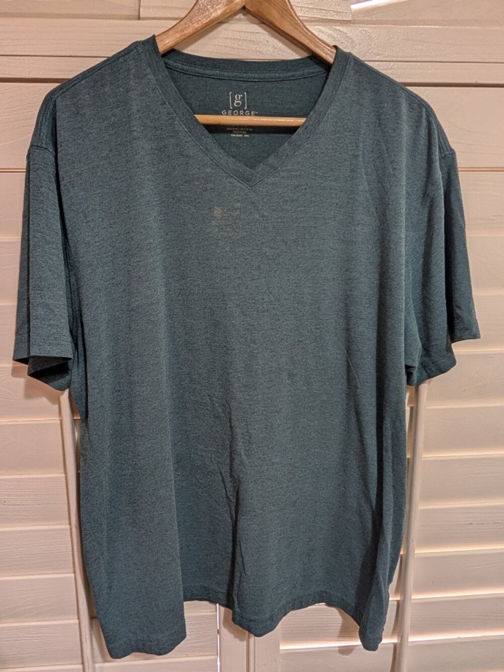 George Heather Teal Vneck Men's Shirt Size Large 42-44